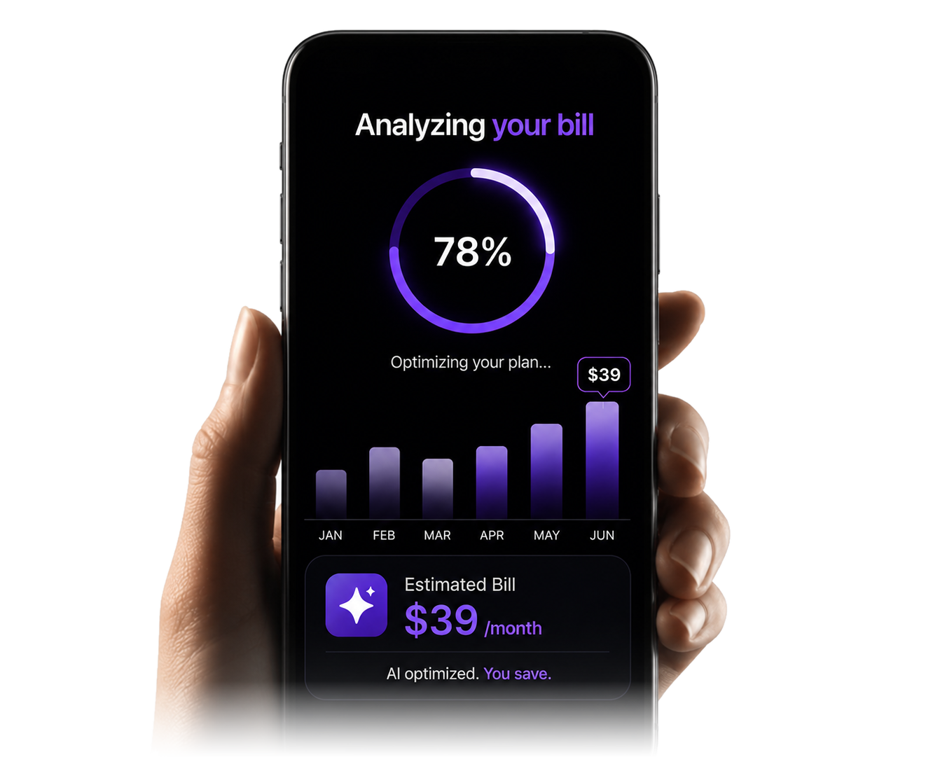 WINMO Flex — AI analyzing your usage to price your bill